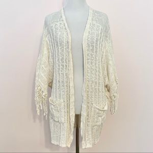 💥 5/$25 Cream Oversized Lace Detail Cardigan